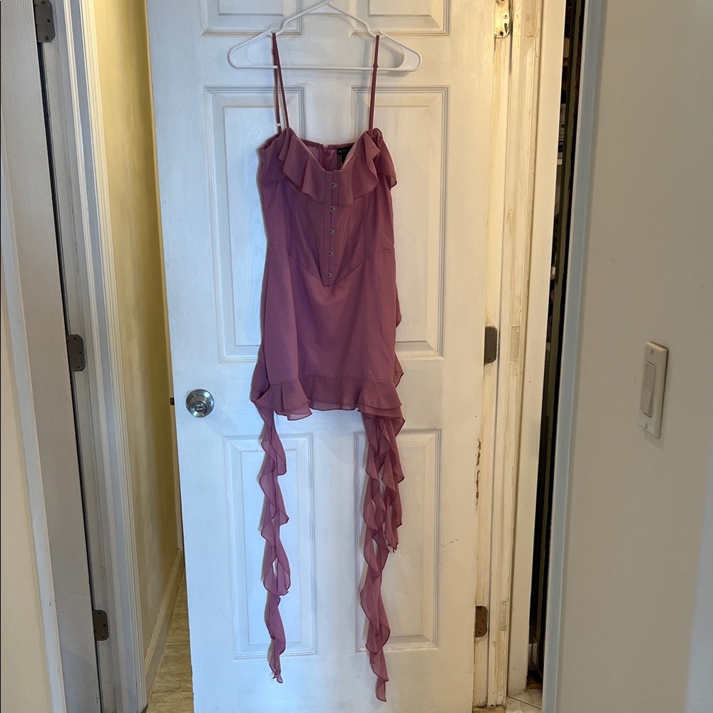 PrettyLittleThing Pink Ruffle Sexy Dress